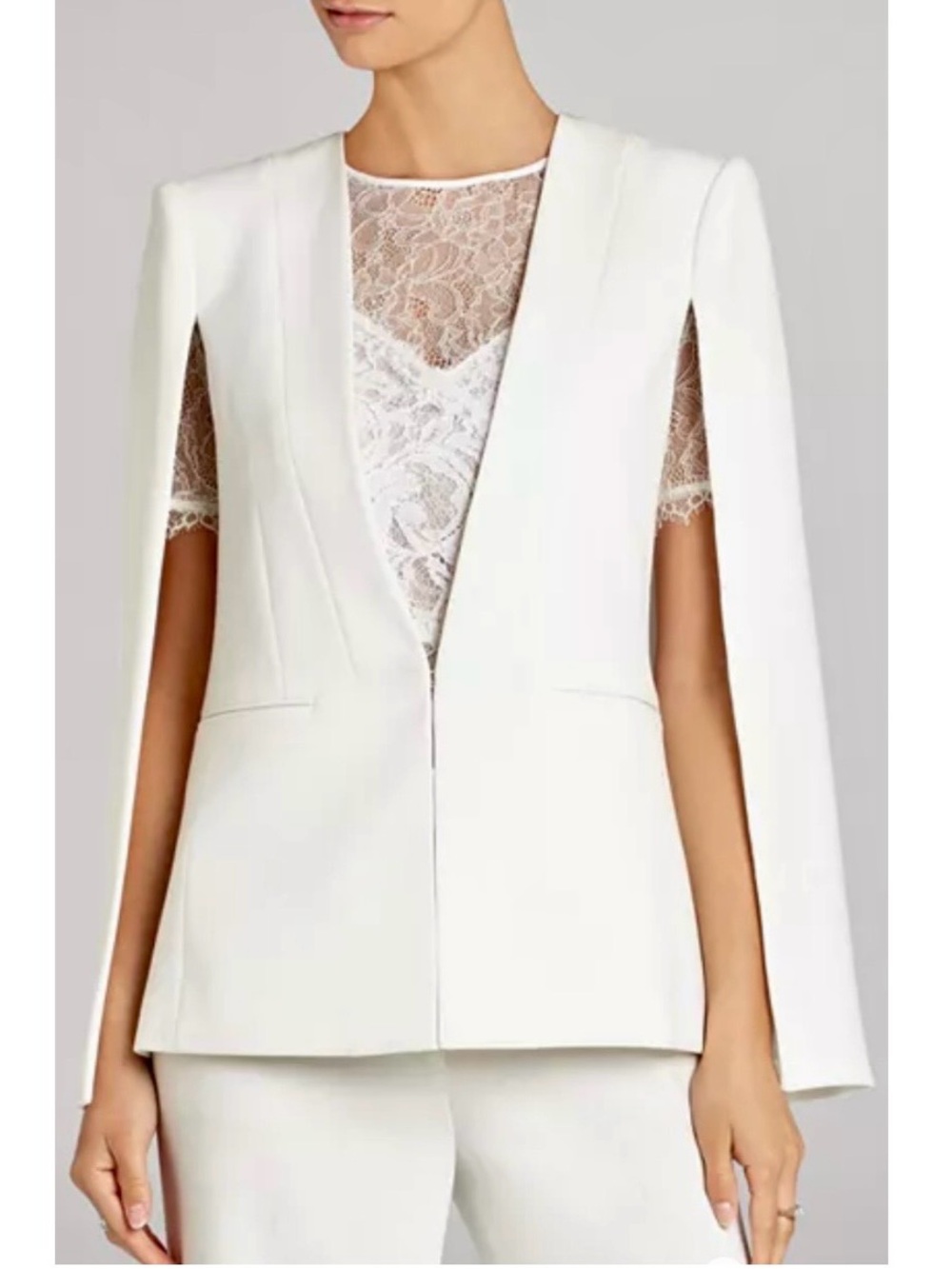 BCBGMaxAzria White Cape-Sleeve Blazer
